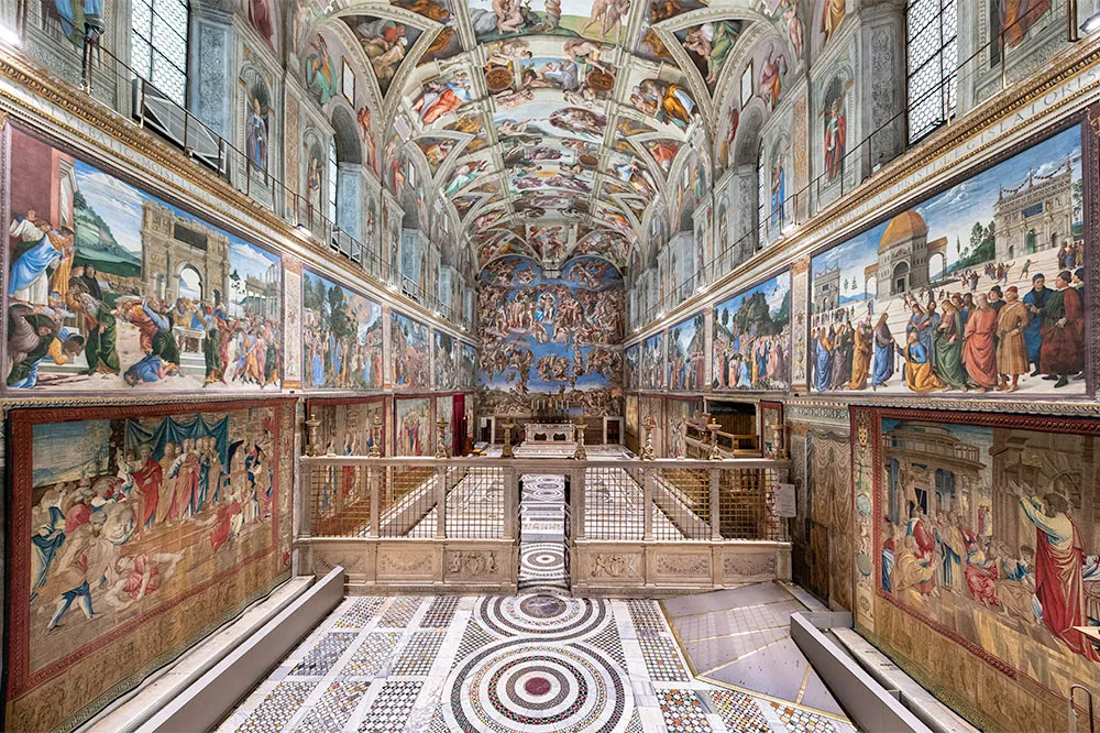 Inside the Sistine Chapel in Vatican City museums artwork paintings
